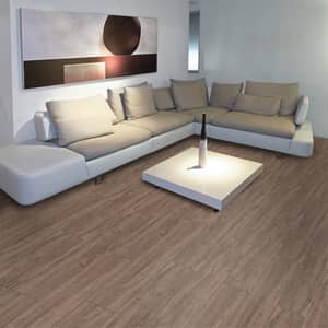 Wohnzimmer brauner Vinylboden in Holzoptik